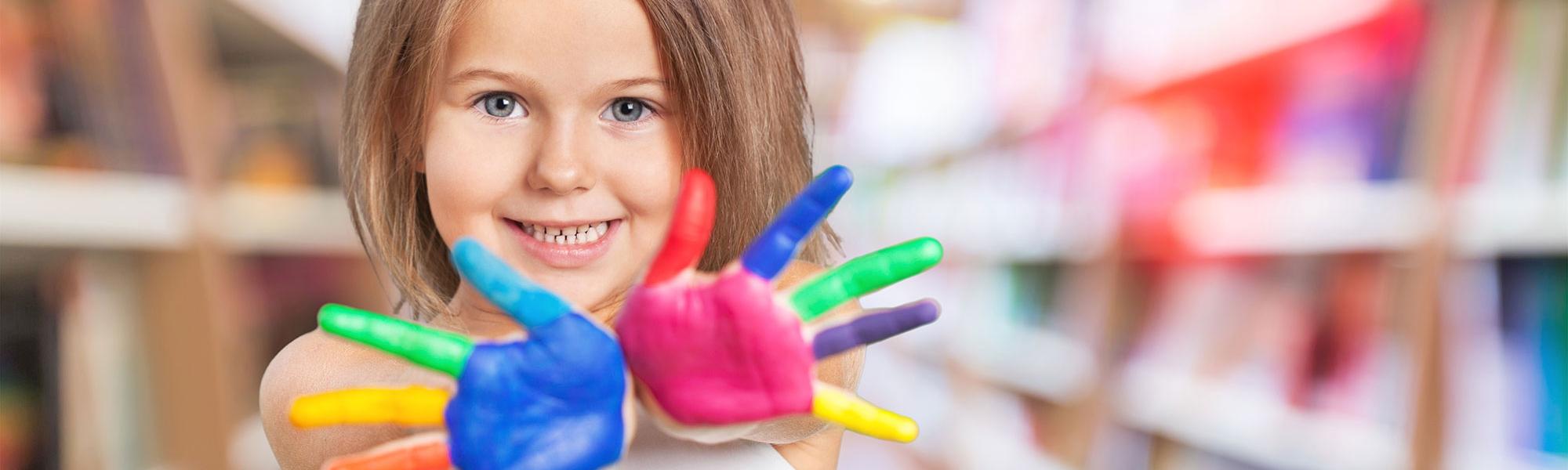girl with painted hands