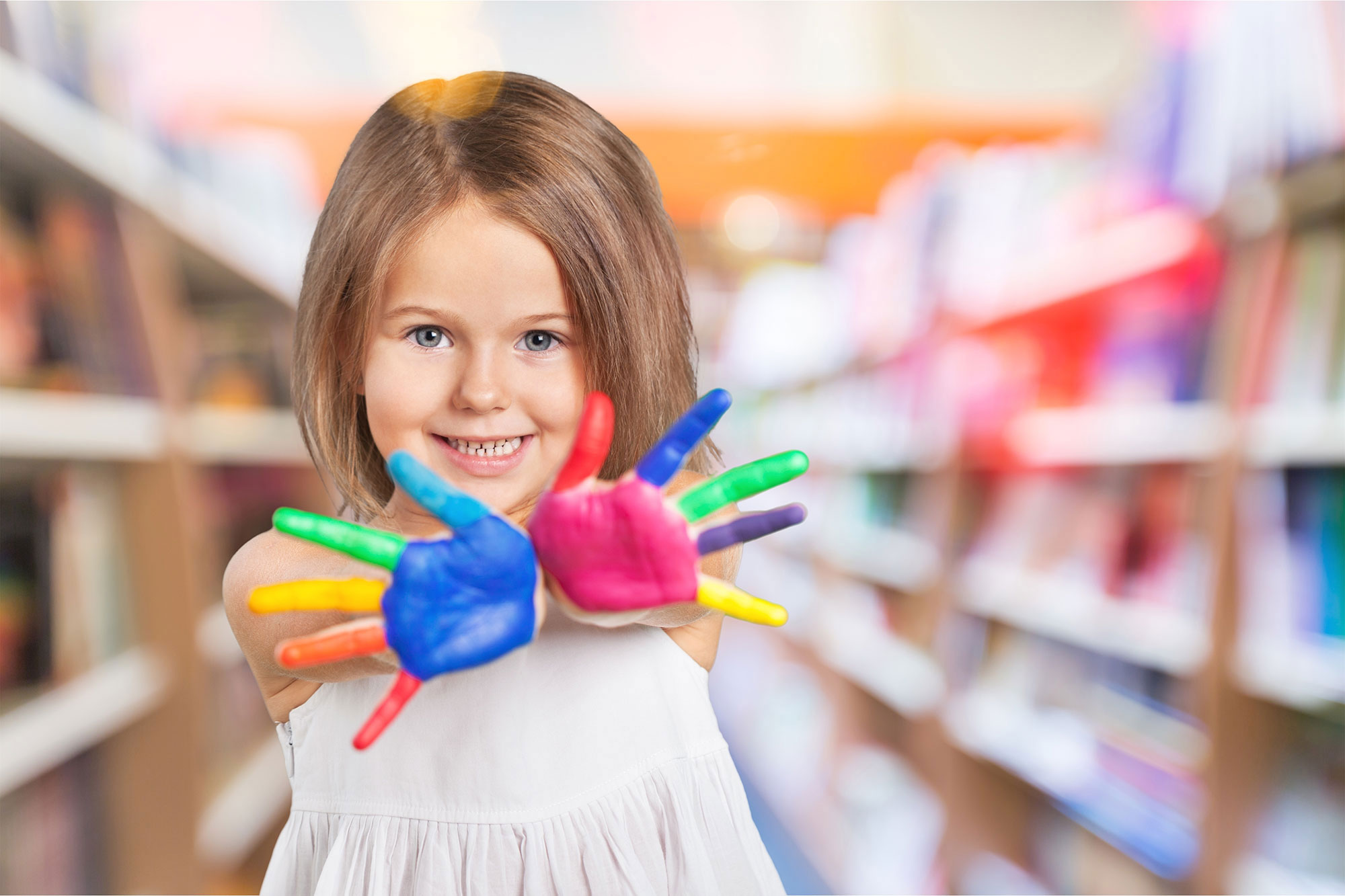 girl with painted hands